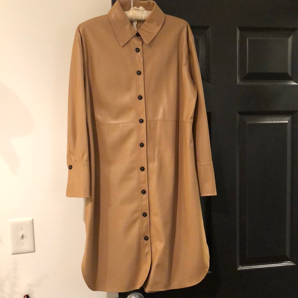 Zara tan pleather dress